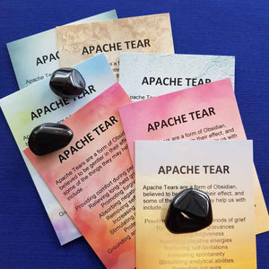 Apache Tear Crystal Card (assorted backgrounds) stones not included