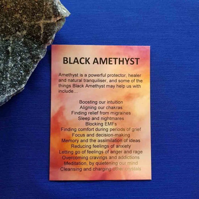 Black Amethyst Crystal Card (assorted backgrounds) stones not included