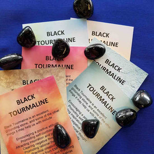 Black Tourmaline Crystal Card (assorted backgrounds) stones not included