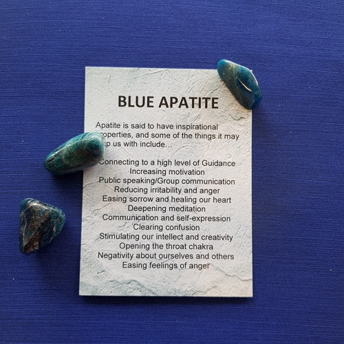 Blue Apatite Crystal Card (assorted backgrounds) stones not included