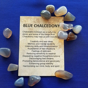 Blue Chalcedony Crystal Card (assorted backgrounds)