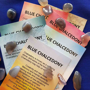 Blue Chalcedony Crystal Card (assorted backgrounds) stones not included