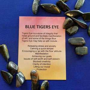 Blue Tigers Eye Crystal Card (assorted backgrounds)