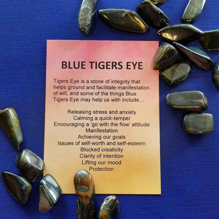 Blue Tigers Eye Crystal Card (assorted backgrounds) stones not included