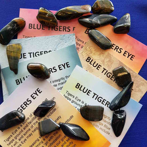 Blue Tigers Eye Crystal Card (assorted backgrounds) stones not included