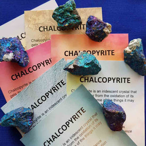 Chalcopyrite Crystal Card (assorted backgrounds) stones not included