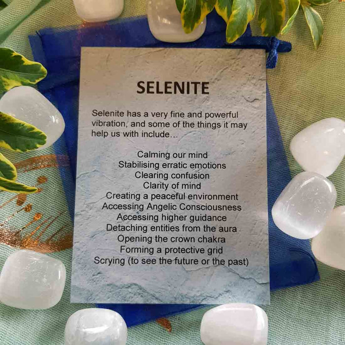 Selenite Crystal Card (assorted backgrounds) stones not included
