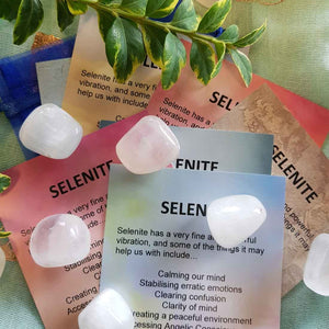 Selenite Crystal Card (assorted backgrounds) stones not included