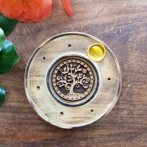 Tree of Life Incense Holder (wood. approx.10cm diameter)