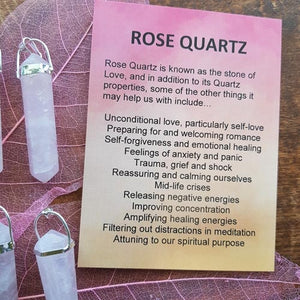Rose Quartz Point Pendant (assorted. silver metal)