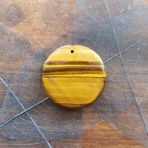 Gold Tigers Eye Round Disc Pendant (approx 4.5x4.5cm)