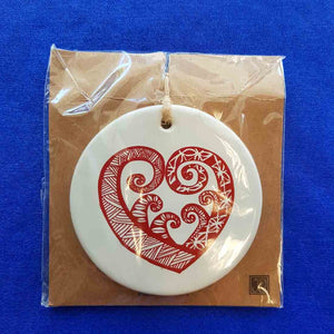 Pacific Aroha Tile (Red on White approx 8cm)