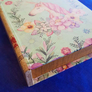 Green & Pink Unicorn Book Box (approx 25x18x5.5cm)