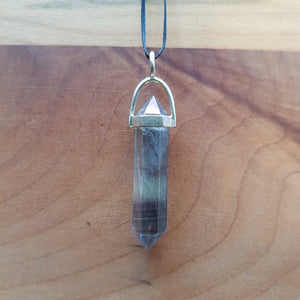 Rainbow Fluorite Point Pendant (Electropated set in silver plate)