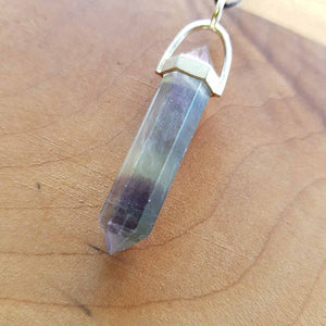 Rainbow Fluorite Point Pendant (Electropated set in silver plate)