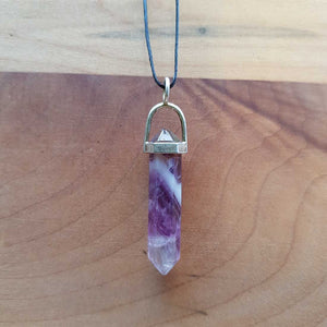 Rainbow Fluorite Point Pendant (silver plated)