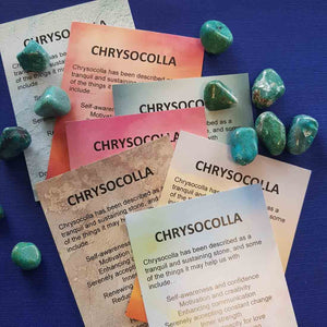 Chrysocolla Crystal Card (assorted backgrounds) stones not included