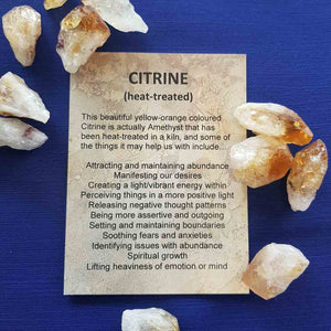 Citrine (heat-treated) Crystal Card (assorted backgrounds)