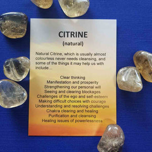 Citrine (natural) Crystal Card (assorted backgrounds)