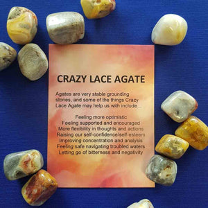 Crazy Lace Agate Crystal Card (assorted backgrounds)