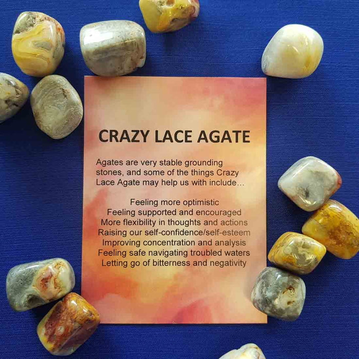 Crazy Lace Agate Crystal Card (assorted backgrounds) stones not included