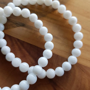 White Jade Ball Bracelet (7mm)