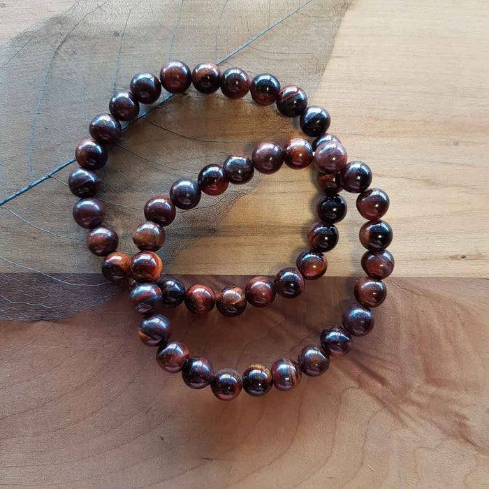 Red Tiger's Eye Bracelet (assorted. approx. 8mm round beads)