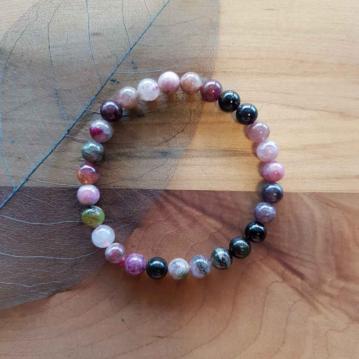 Tourmaline Mix Bracelet (assorted. approx. 8mm round beads)