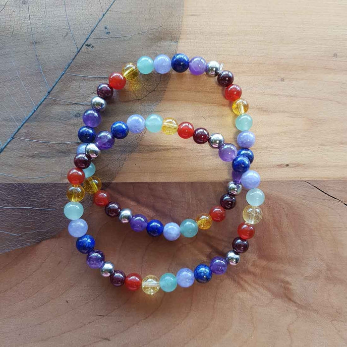 Chakra Ball Bracelet with Metal Spacers