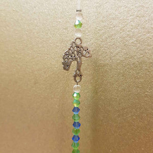 Hanging Green Faceted Prism with Tree of Life (30mm)