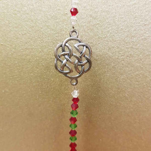 Hanging Red Faceted Prism with Celtic Knot (30mm)