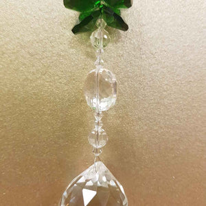 Hanging Faceted Prism with Green Cluster (30mm)