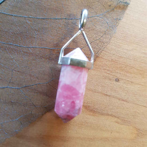 Rhodochrosite Point Pendant (small. assorted. silver metal)