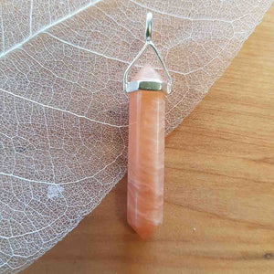 Apricot Moonstone Point Pendant (sterling silver)