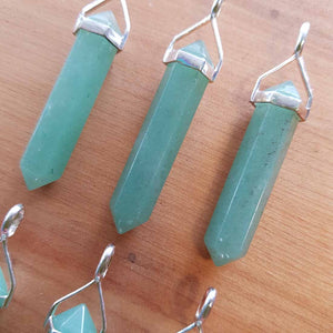 Green Aventurine Point Pendant (assorted. sterling silver)