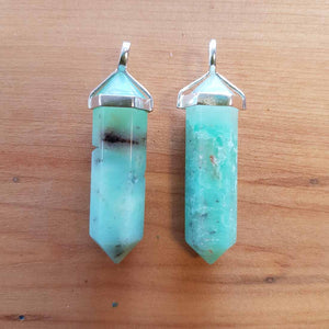 Chrysoprase Point Pendant (sterling silver large)