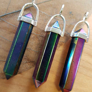 Titanium Crystal Point Pendant (silver plated)