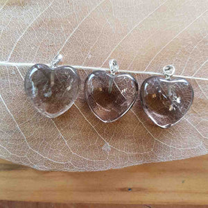 Smoky Quartz Heart Pendant (20mm) Sterling Silver