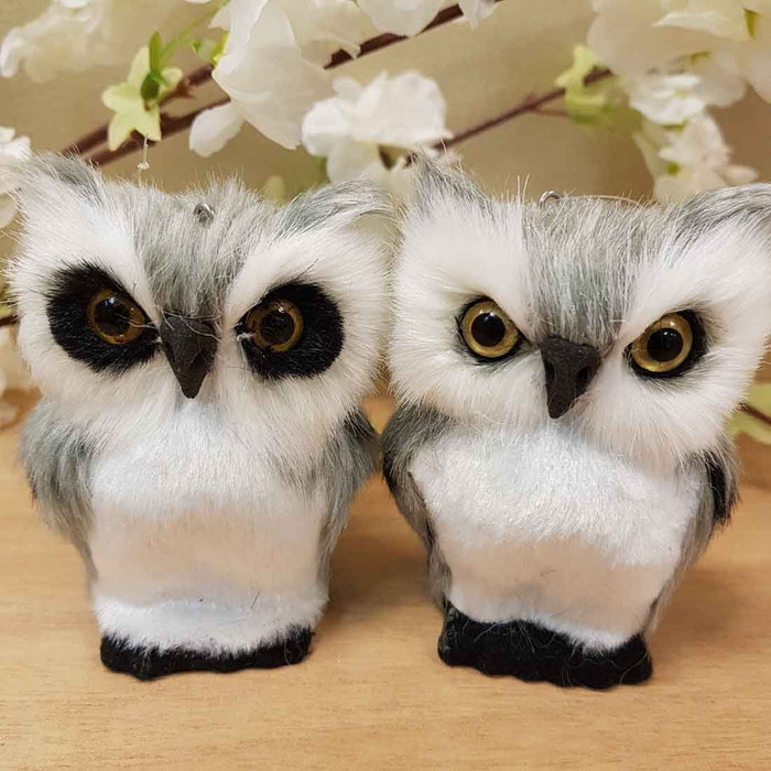 Grey & White Bright Eyes Owl (approx. 8.5x6cm))