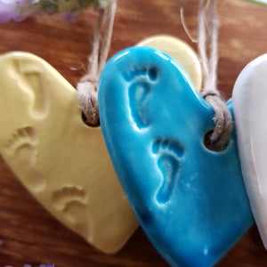 Footprints Ceramic Heart (assorted colours approx. 5 x 5cm)