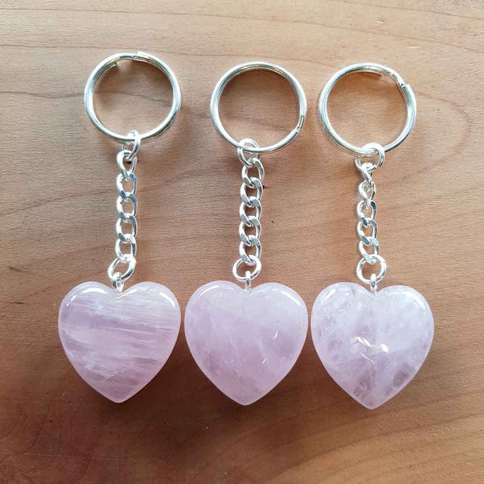 Rose Quartz Heart Keyring