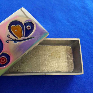 Butterfly Metal Trinket Box (approx. 17x5.5x3cm)