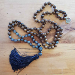 Labradorite & Wood Mala/Prayer Beads (108)