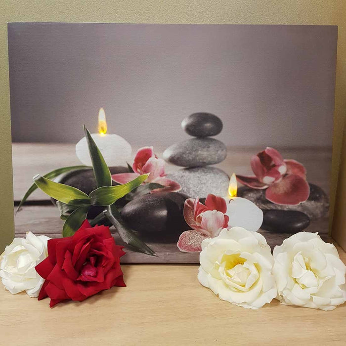 Orchids & Stones Picture with LED lights (approx. 40x30cm)