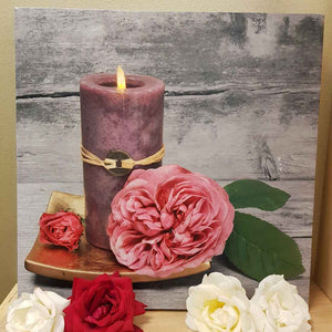 Flower & Candle Picture with LED lights (approx. 39.5x39.5cm)