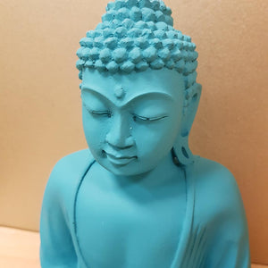 Buddha Statue. (matte turquoise approx. 20cm high)