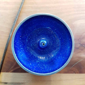 Blue Sparkly Bowl Incense Holder (aluminium approx. 8x8x3cm)