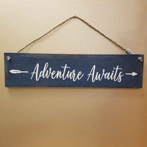 Adventure Awaits Wooden Sign (approx. 40x10cm)