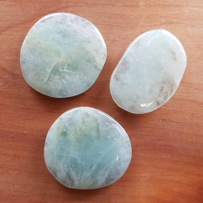 Aquamarine Flatstone. (assorted approx 4x3cm)