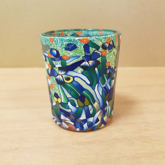 Van Gogh Irises Glass Candle Holder (approx. 6.5x5.5x5.5cm)